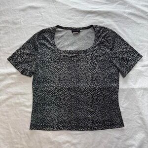 Wanna Be Black & White Cheetah Print Top Sz L